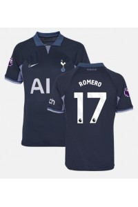 Tottenham Hotspur Cristian Romero #17 Jalkapallovaatteet Vieraspaita 2023-24 Lyhythihainen